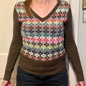 Kitchen Orange Argyle Sweater Vintage RARE Y2K